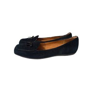 Gentle Souls‎ Womens Black Suede Loafers With Bow Detail Size 9.5M